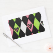 Sticker Rectangulaire Colorful harlequin Print with Rose Hearts (Enveloppe)