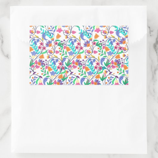 Sticker Rectangulaire Colourful Exotic Floral Pattern-23147 (Sac)