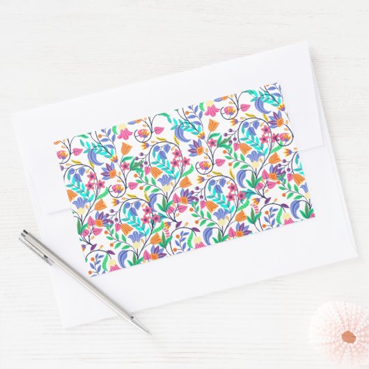 Sticker Rectangulaire Colourful Exotic Floral Pattern-23147 (Enveloppe)
