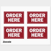 Sticker Rectangulaire Commande ici signer pour le restaurant ou l'entrep (Feuille)