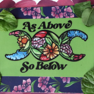 Sticker Rectangulaire Comme Ci-Dessus Ainsi Ci-Dessous Triple Moon Symbo