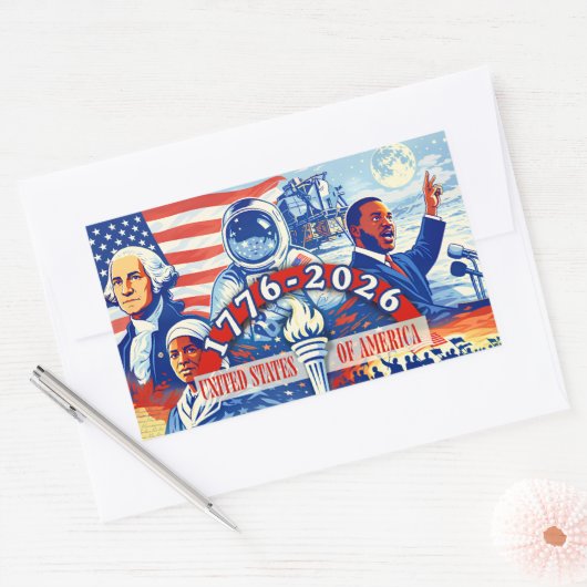 Sticker Rectangulaire Commemorative 1776-2026 États-Unis Semiquincentena (Enveloppe)