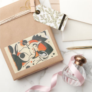 Sticker Rectangulaire Composition avec deux cerfs de Franz Marc