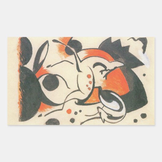 Sticker Rectangulaire Composition avec deux cerfs par Franz Marc (Devant)