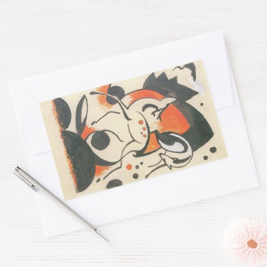 Sticker Rectangulaire Composition avec deux cerfs par Franz Marc (Enveloppe)