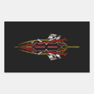 Sticker Rectangulaire Conception à rayures V8 personnalisée désactivée