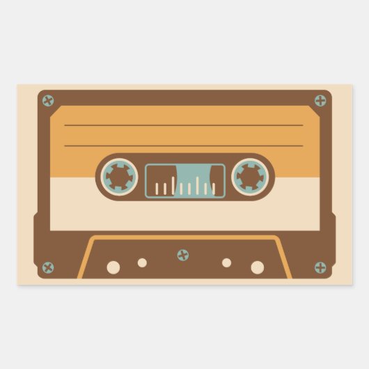 Sticker Rectangulaire Conception Analogique de bande de cassette (Devant)