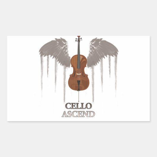 Sticker Rectangulaire Conception Ascend Cello ailé (Devant)
