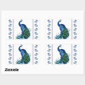 Sticker Rectangulaire Conception classique de paon (Feuille)