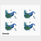 Sticker Rectangulaire Conception classique de paon et libellule (Feuille)