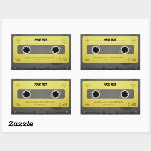 Sticker Rectangulaire Conception cool Retro cassette (Feuille)
