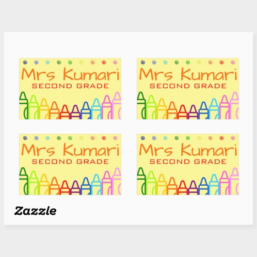 Sticker Rectangulaire Conception Crayon pour enseignant personnalisé (Feuille)