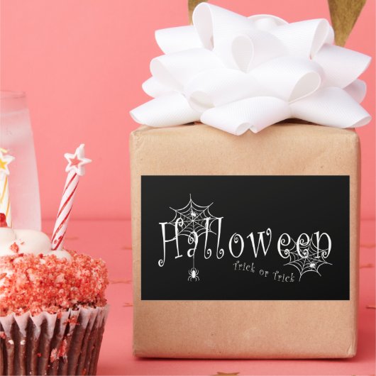 Sticker Rectangulaire Conception d'araignée d'Halloween farce ou attrape (Fête)