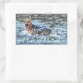 Sticker Rectangulaire Conception de chiens pour les amateurs de moules (Sac)