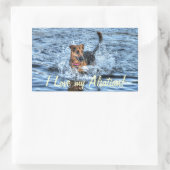 Sticker Rectangulaire Conception de chiens pour les amateurs de moules (Sac)