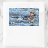 Sticker Rectangulaire Conception de chiens pour les amateurs de moules (Sac)