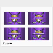 Sticker Rectangulaire Conception de monogramme de golf de bouclier doré (Feuille)