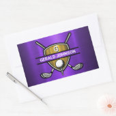 Sticker Rectangulaire Conception de monogramme de golf de bouclier doré (Enveloppe)