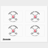 Sticker Rectangulaire Conception de monogramme de golf élégant personnal (Feuille)