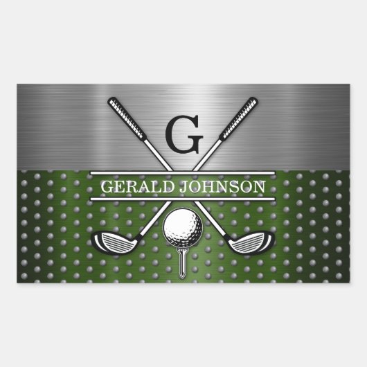 Sticker Rectangulaire Conception de monogramme de golf personnalisé (Devant)