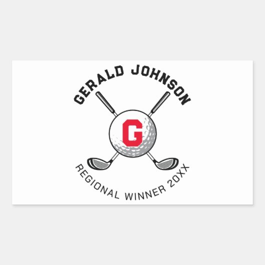 Sticker Rectangulaire Conception de monogramme de golf sur mesure (Devant)