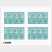 Sticker Rectangulaire Conception de Motif Peacock turquoise (Feuille)
