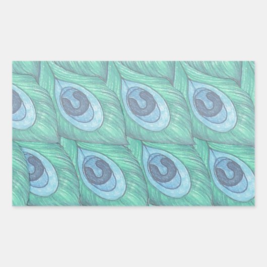 Sticker Rectangulaire Conception de Motif Peacock turquoise (Devant)