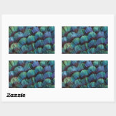 Sticker Rectangulaire Conception de plume de faisan bleu-vert (Feuille)