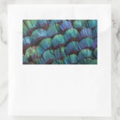 Sticker Rectangulaire Conception de plume de faisan bleu-vert (Sac)