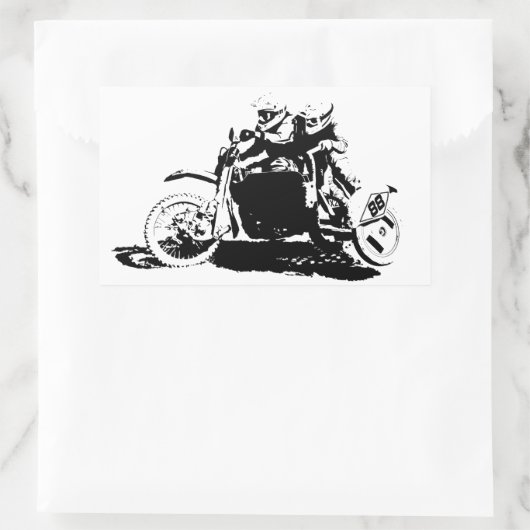 Sticker Rectangulaire Conception de sidecarcross simple (Sac)