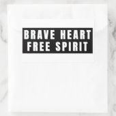 Sticker Rectangulaire Conception de texte Cœur Brave et Esprit Libre (Sac)