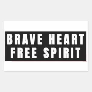 Sticker Rectangulaire Conception de texte Cœur Brave et Esprit Libre