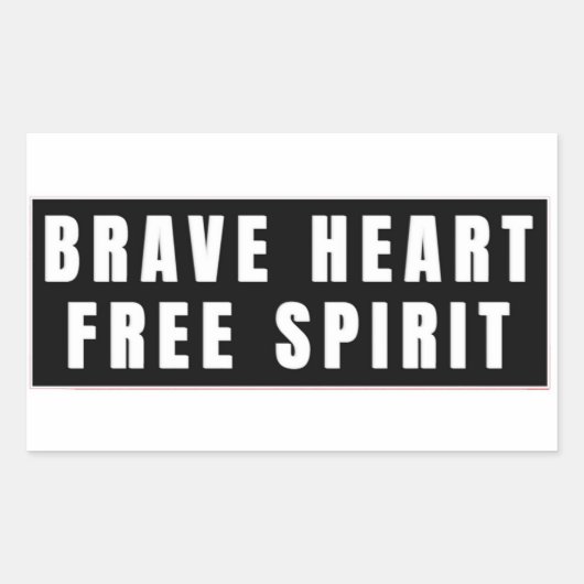 Sticker Rectangulaire Conception de texte Cœur Brave et Esprit Libre (Devant)