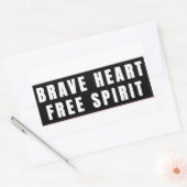 Sticker Rectangulaire Conception de texte Cœur Brave et Esprit Libre (Enveloppe)