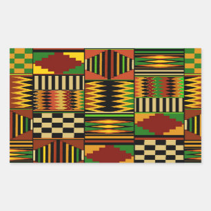 Sticker Rectangulaire Conception de tissu Royal Kente en Afrique
