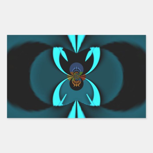 Sticker Rectangulaire Conception de voyants cyan et noir de bord coupant (Devant)