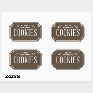 Sticker Rectangulaire Conception d'emblème de boulangerie de biscuits fi