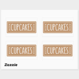 Sticker Rectangulaire Conception d'emblème de boulangerie de cupcakes vi
