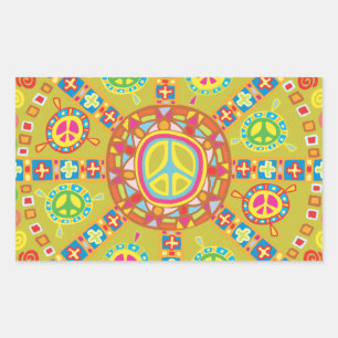 Sticker Rectangulaire Conception des symboles de paix