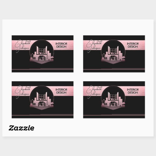 Sticker Rectangulaire Conception d'intérieur ou logo d'architecte noir e (Feuille)