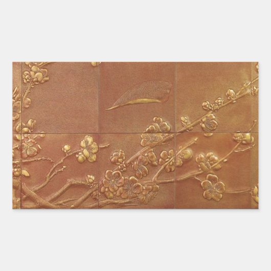 STICKER RECTANGULAIRE CONCEPTION FLORALE EN CUIR UNIQUE (Devant)