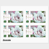 Sticker Rectangulaire Conception florale | Rose rose | Monogramme (Feuille)