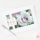Sticker Rectangulaire Conception florale | Rose rose | Monogramme (Enveloppe)