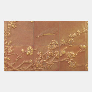STICKER RECTANGULAIRE CONCEPTION FLORALE UNIQUE DE CUIR DE RELIEF
