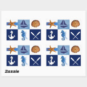 Sticker Rectangulaire Conception océanique marine (Feuille)