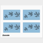 Sticker Rectangulaire Conception Tribale de tortue (Feuille)