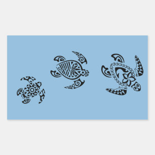 Sticker Rectangulaire Conception Tribale de tortue