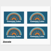 Sticker Rectangulaire Conesus Lake New York Rainbow (Feuille)