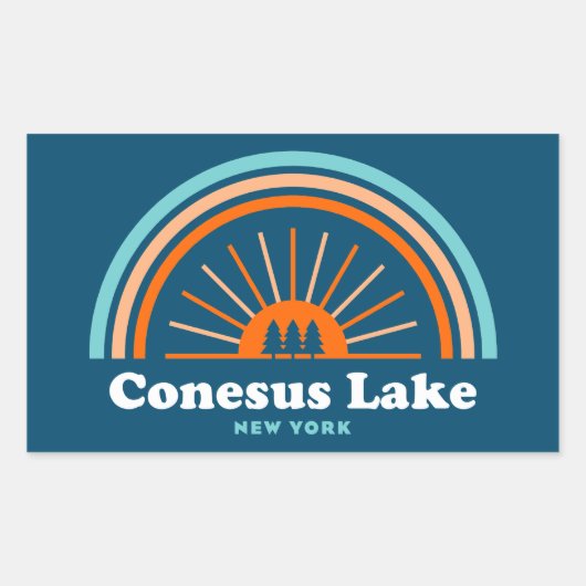 Sticker Rectangulaire Conesus Lake New York Rainbow (Devant)