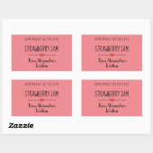 Sticker Rectangulaire confiture de fraise rose maison faite avec amour (Feuille)